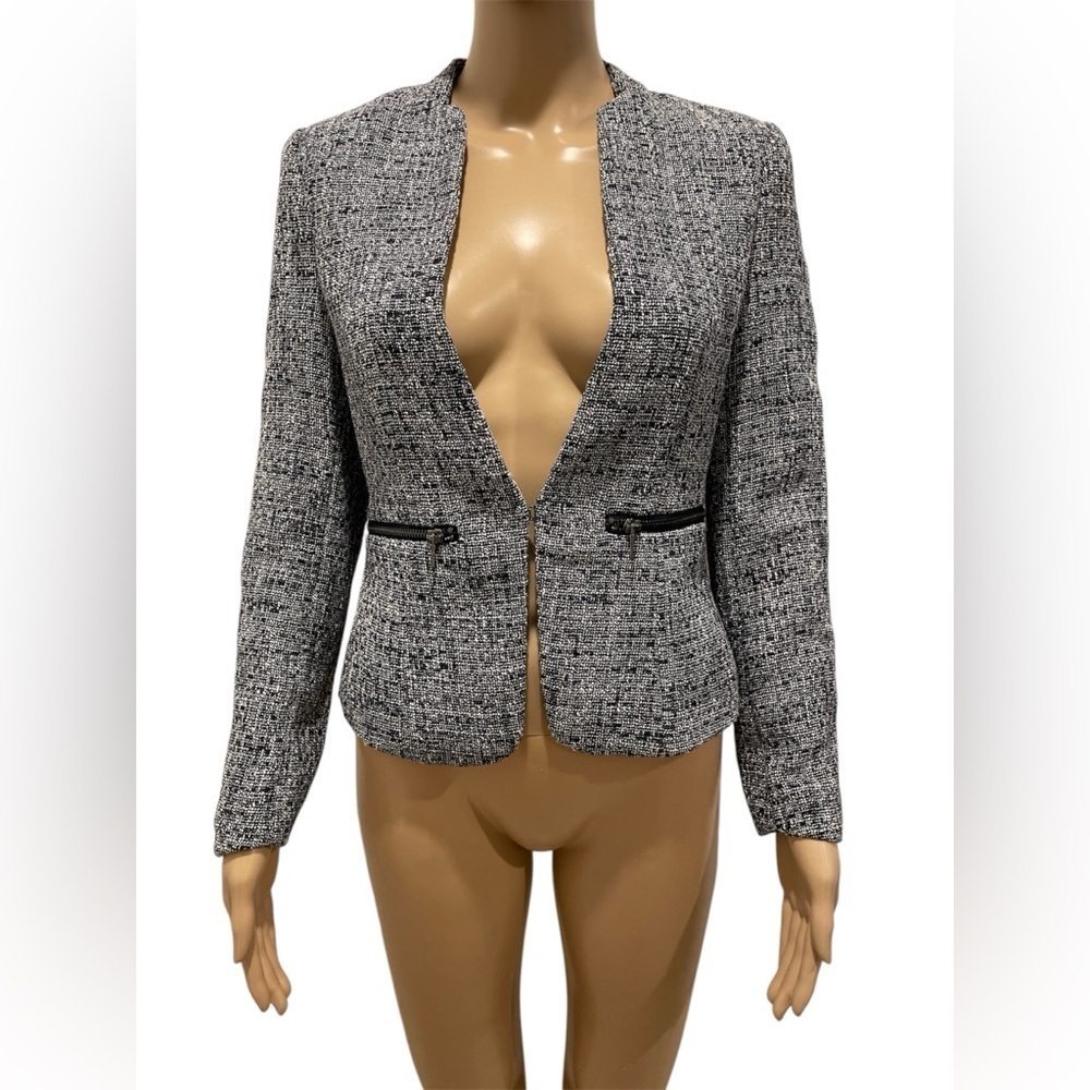 H&M Women's Black and White Tweed Jacket size 6